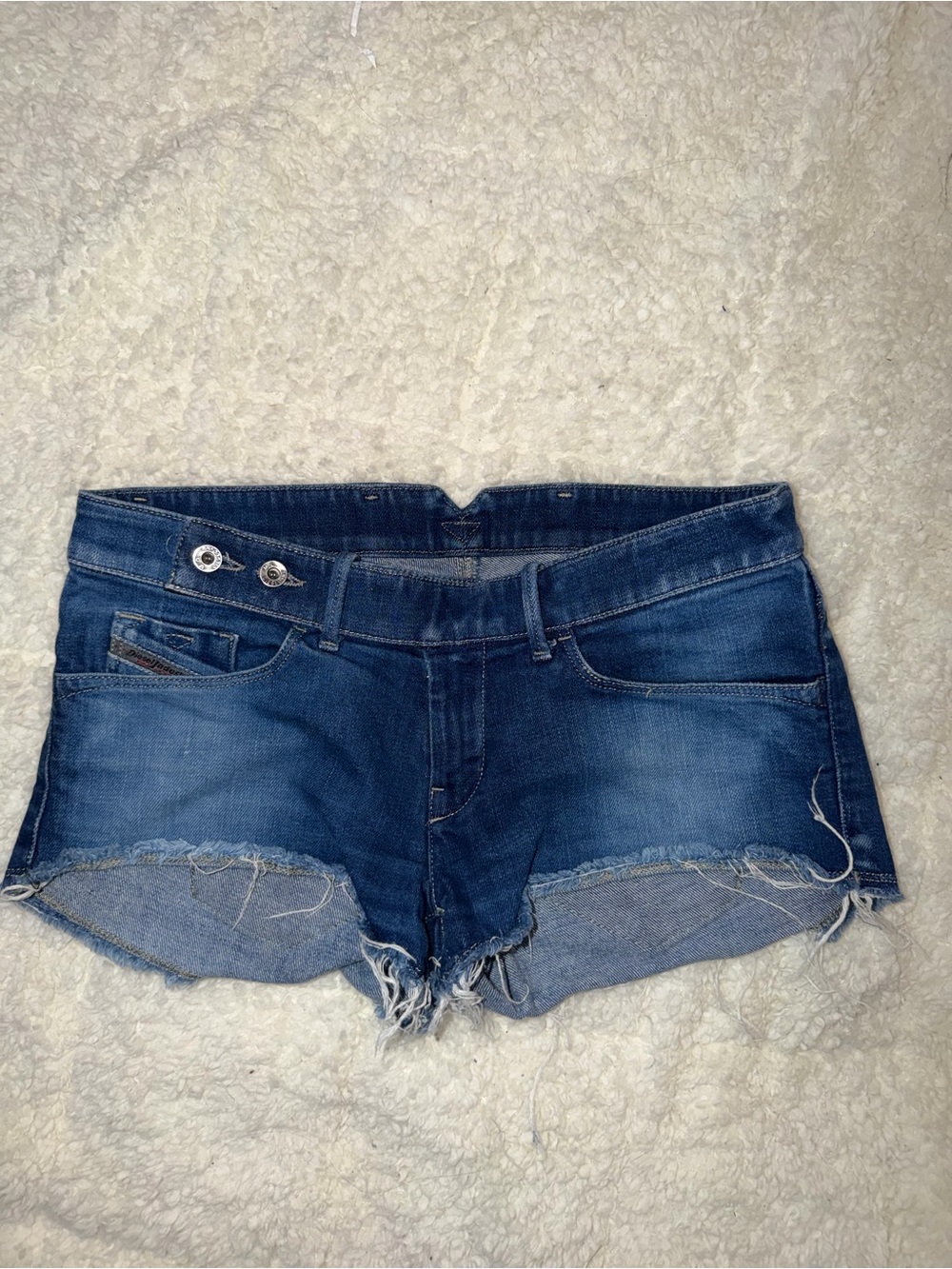 Diesel Dark Blue Distressed Denim Shorts